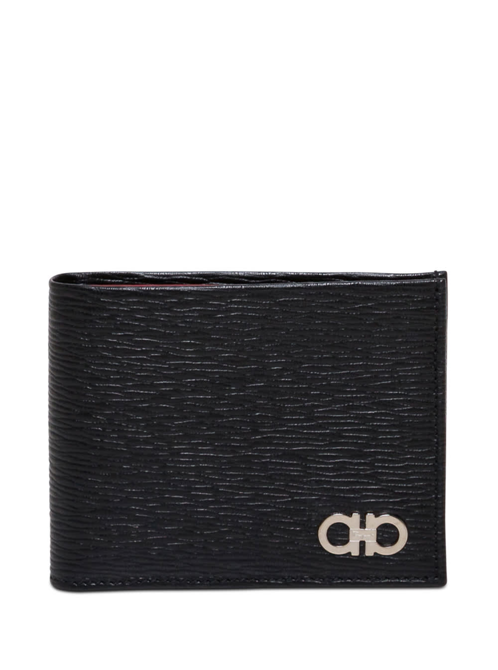 Salvatore Ferragamo Black Leather Revival Wallet With Ganicini Logo