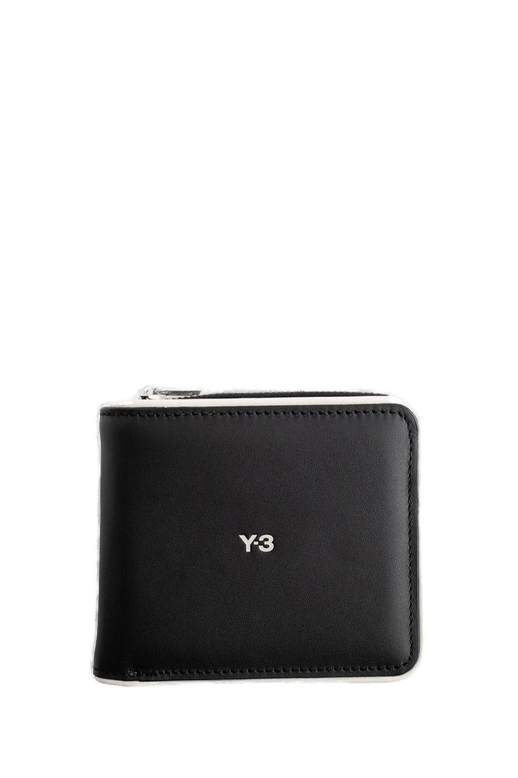 Y-3 Logo Printed Zipped Wallet In Black