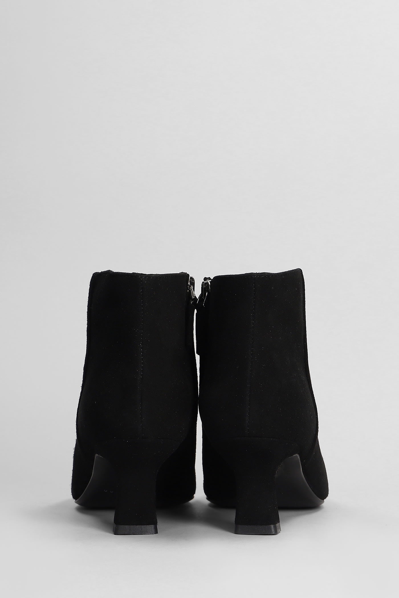 Shop Julie Dee High Heels Ankle Boots In Black Suede