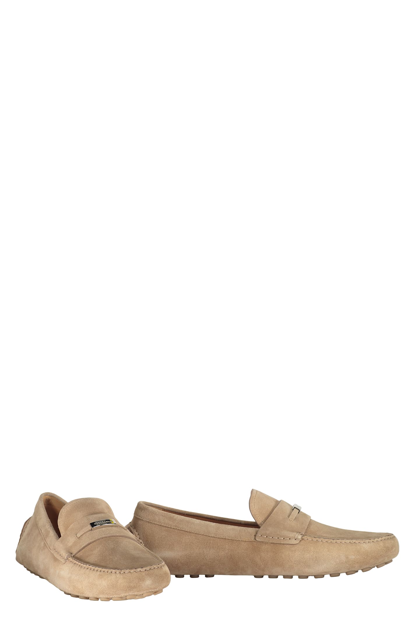Ferragamo Leather Loafers In Sand