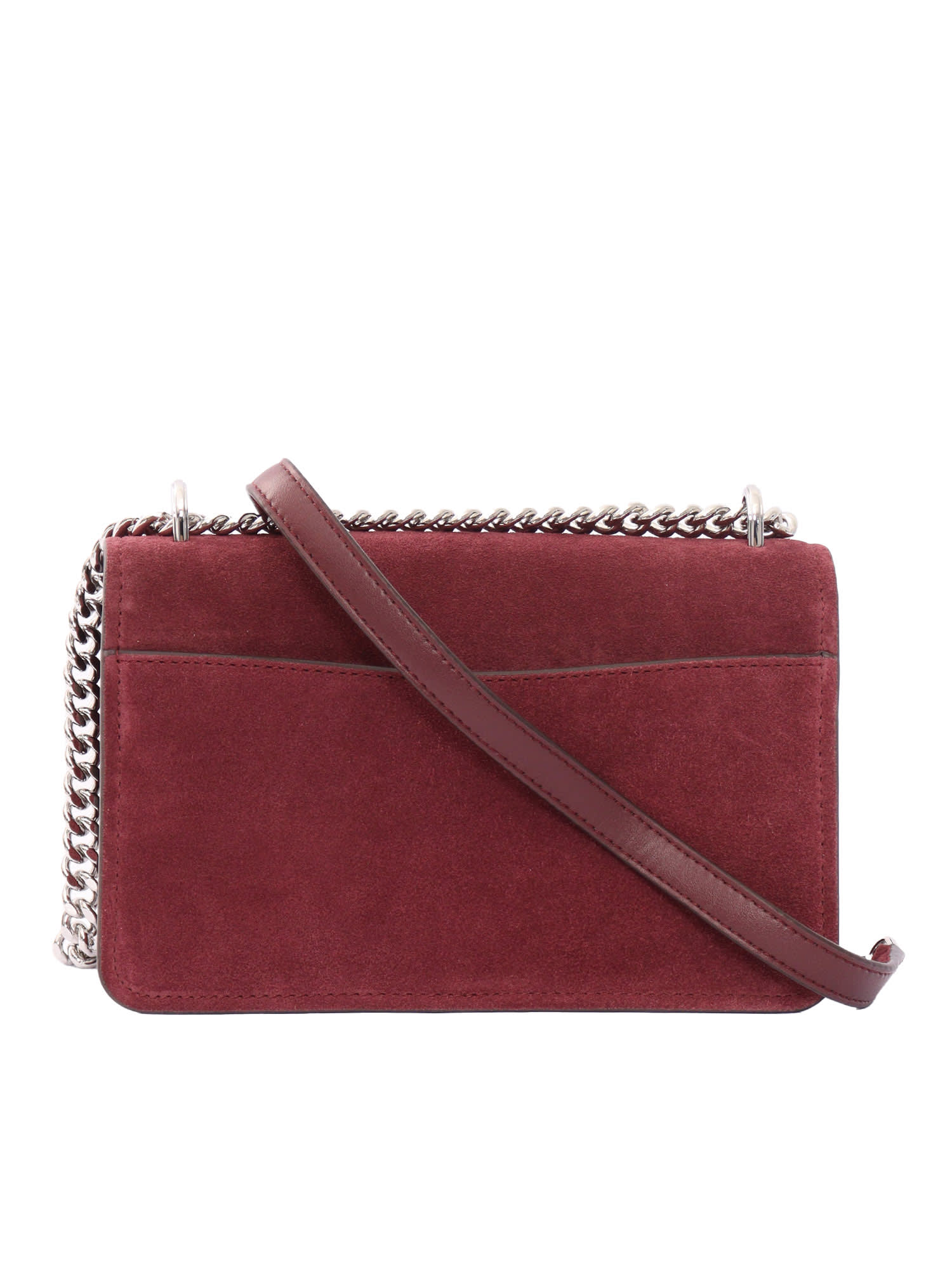 Michael Kors Suede Shoulder Bag Chain Strap In Red