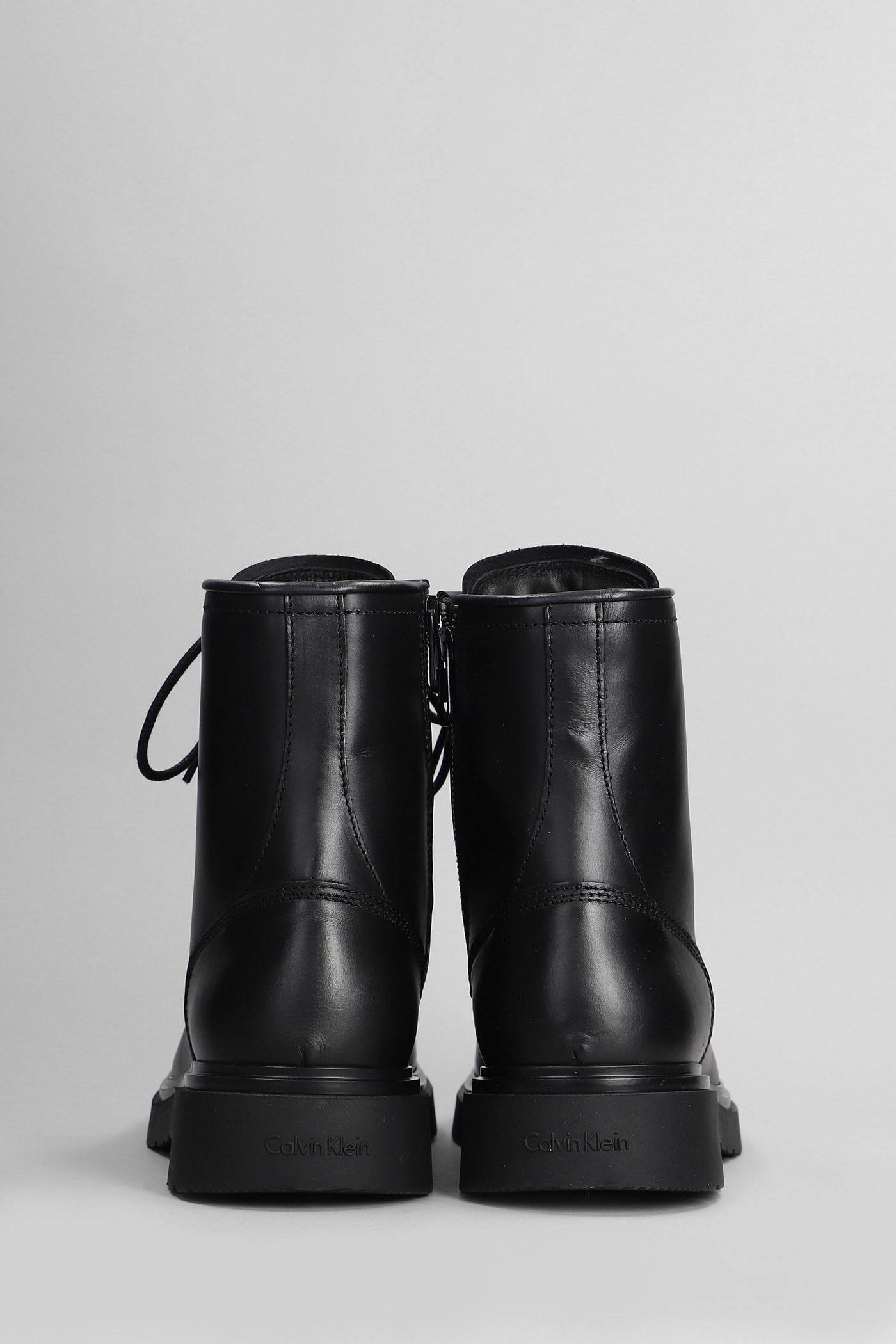 Shop Calvin Klein Combat Boots In Black Leather