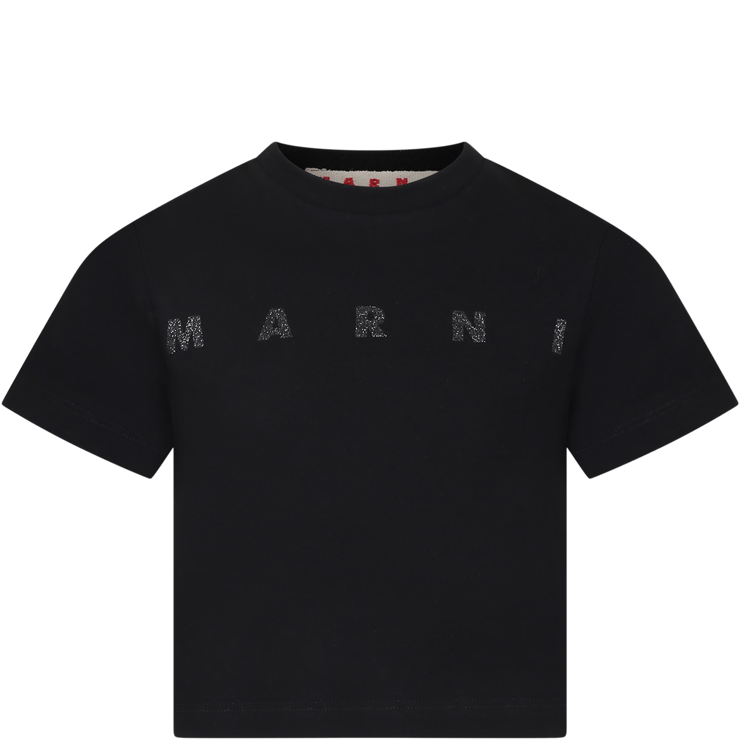 Marni Kids' Black T-shirt For Girl With Logo