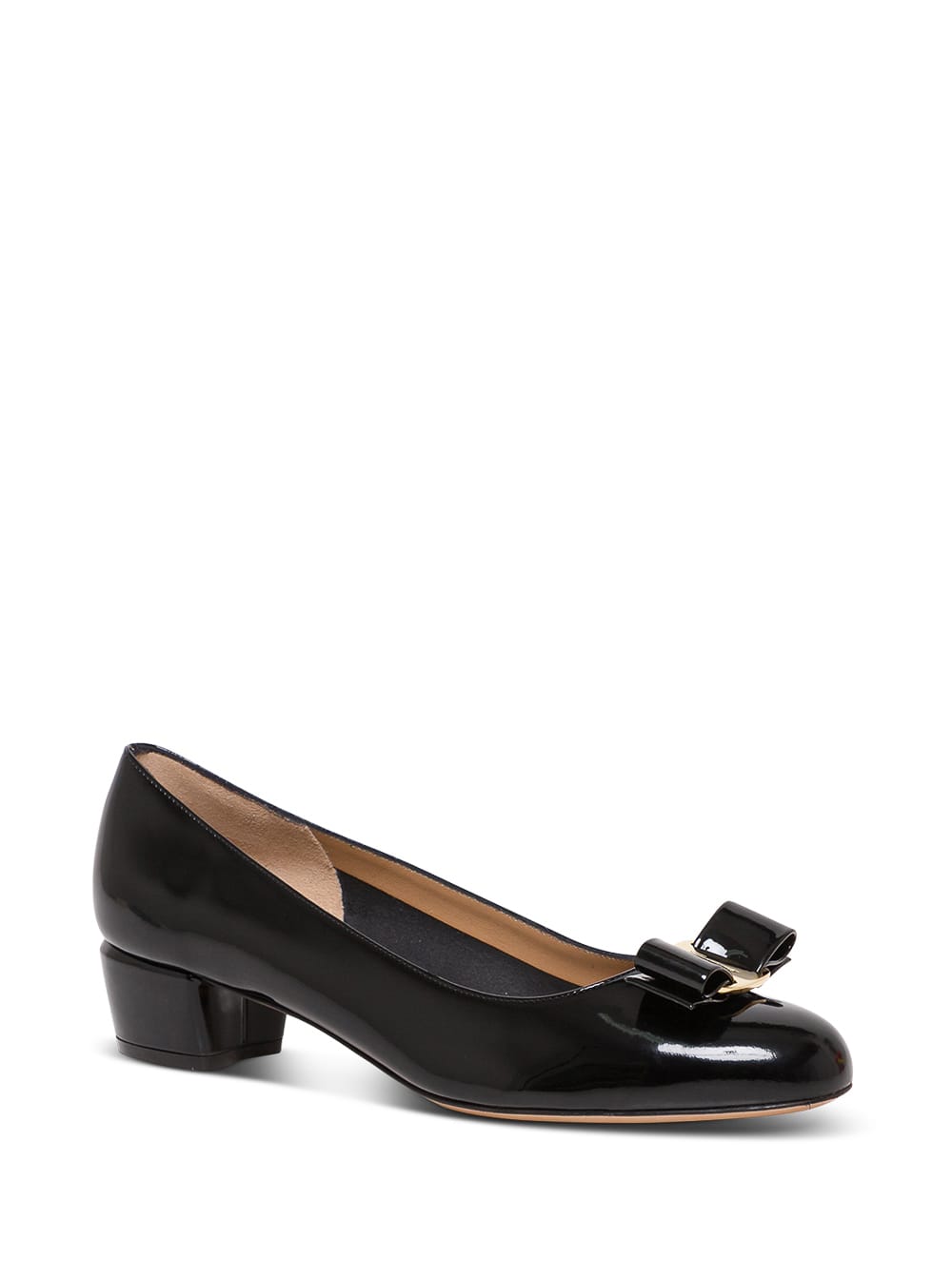 Shop Ferragamo Vara Pumps In Black Patent Leather With Bow