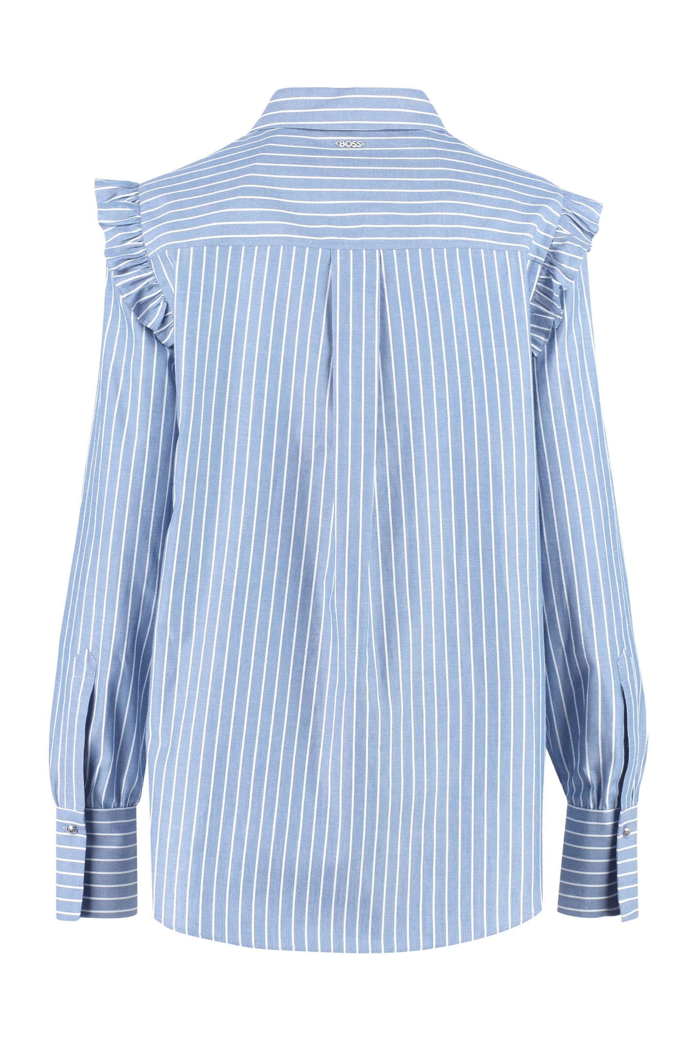 Shop Hugo Boss Striped Cotton Shirt In Blue
