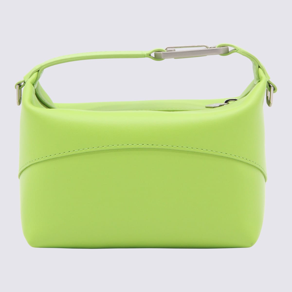 Shop Eéra Green Leather Moon Top Handle Bag