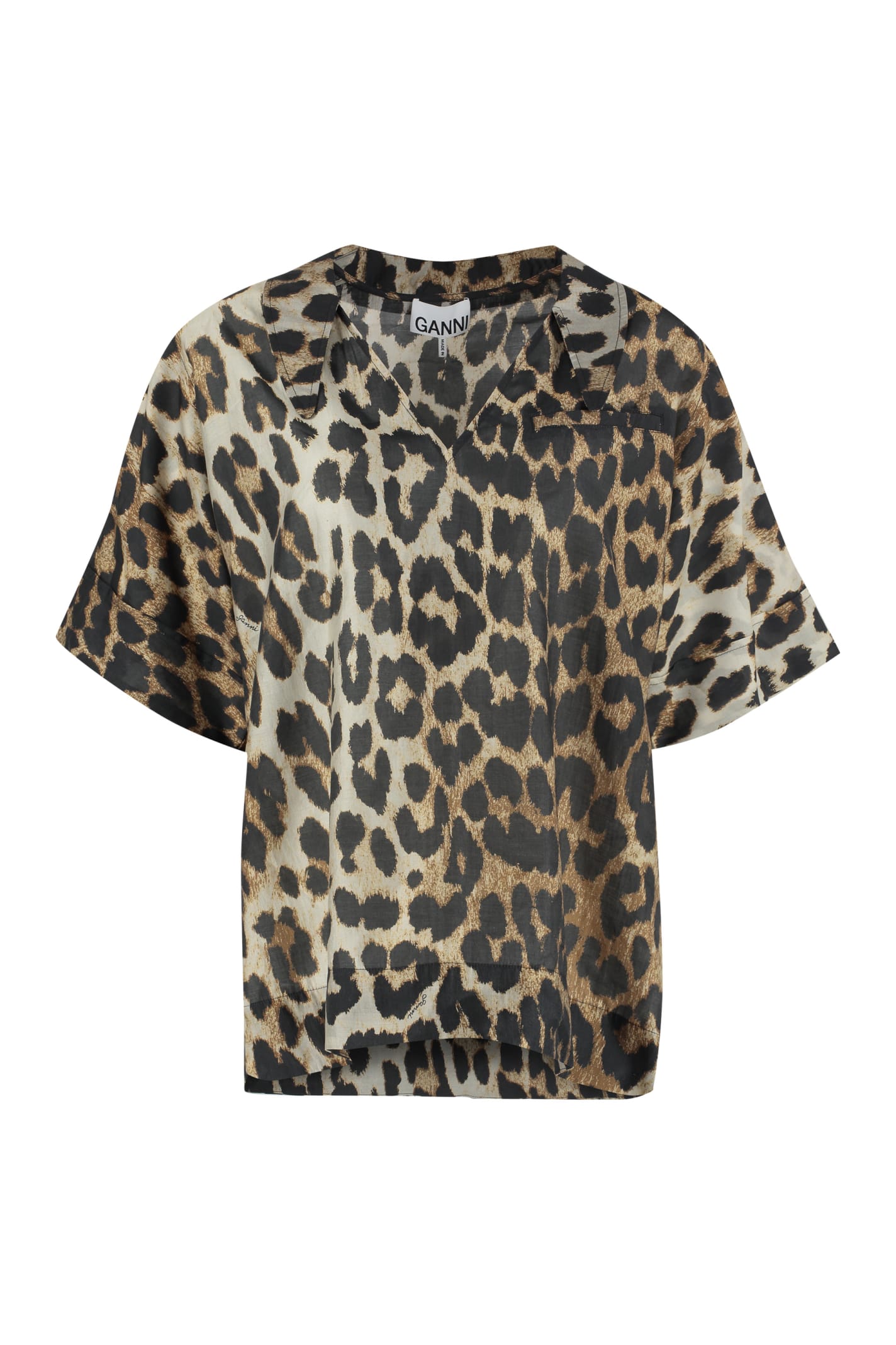 Ganni Leopard Print Shirt