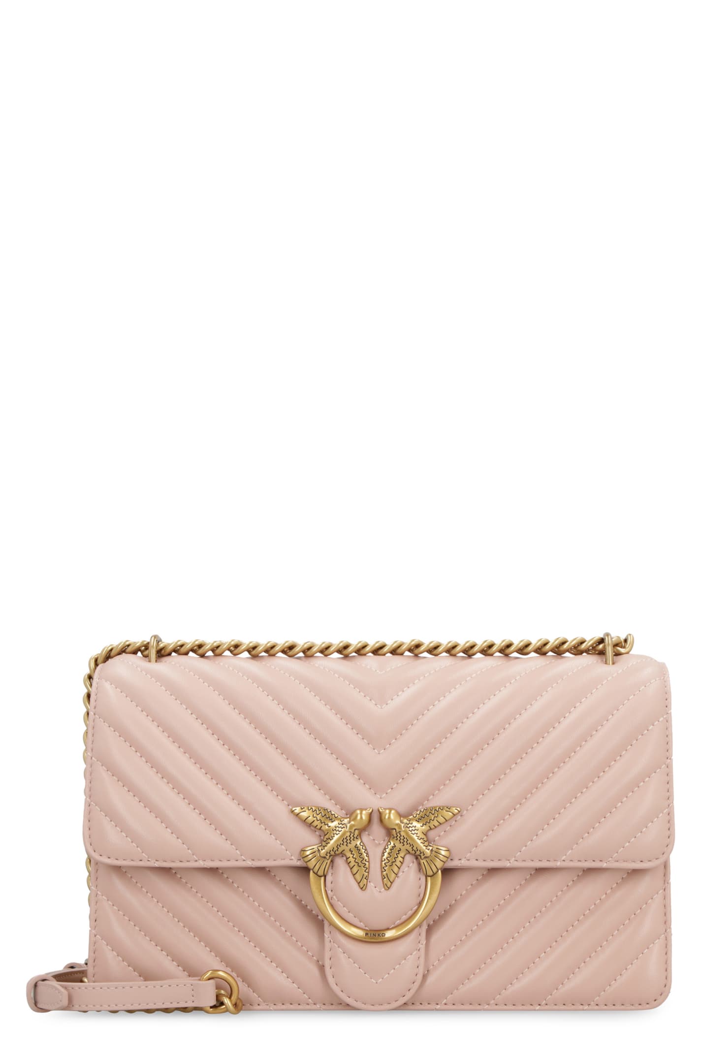 Pinko Classic Love Bag One Leather Bag In Pale Pink