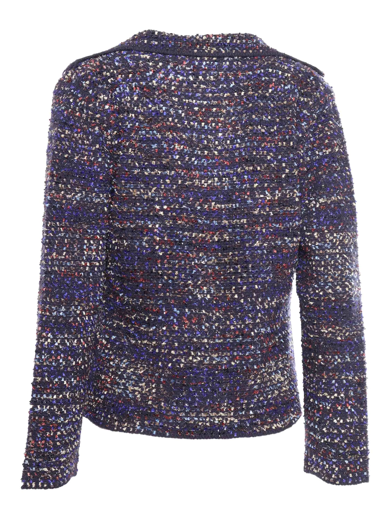 Shop Kangra Chanel Effect Knitted Blazer In Blue