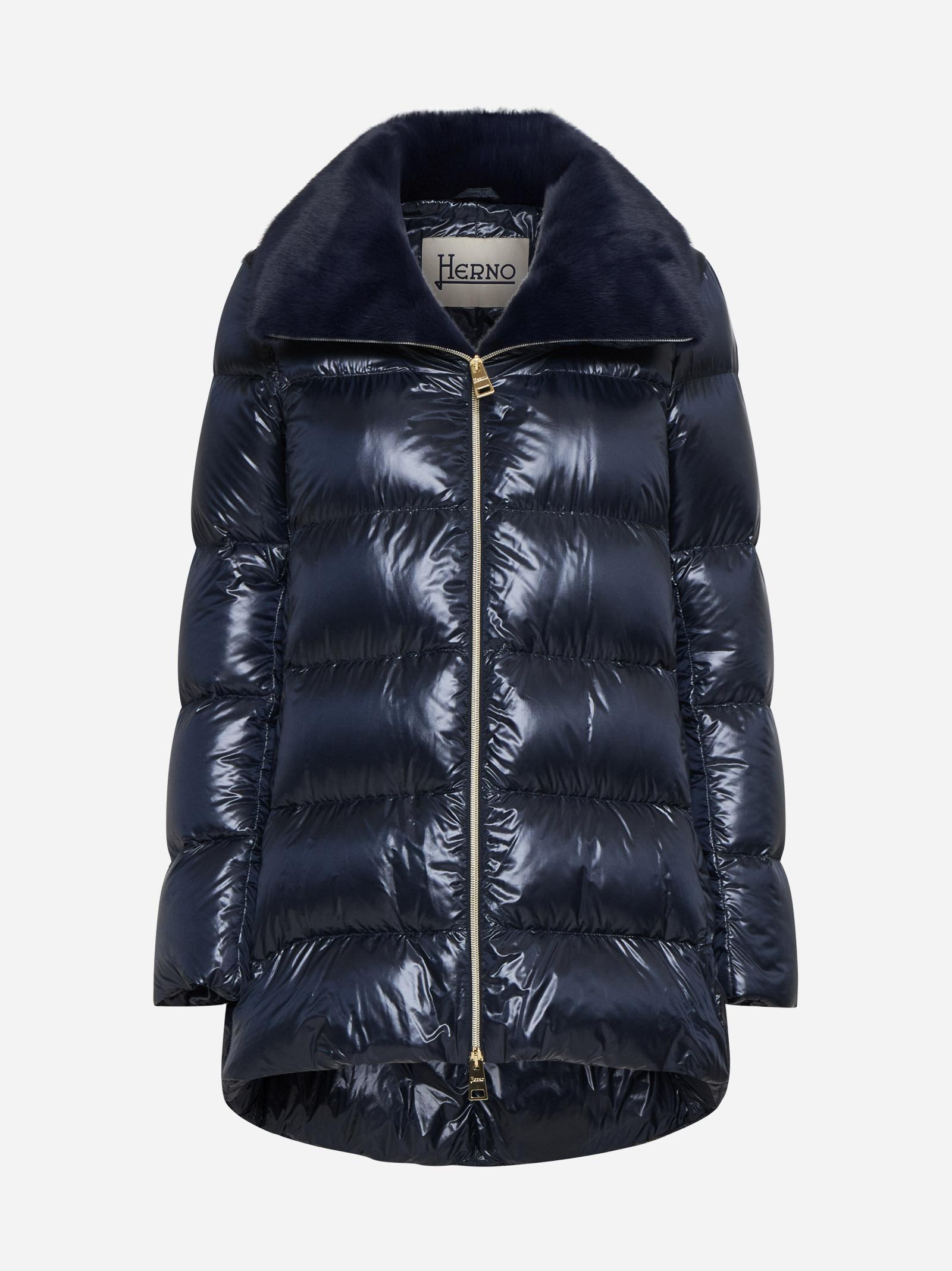 A-shape Nylon And Faux Fur Down Jacket