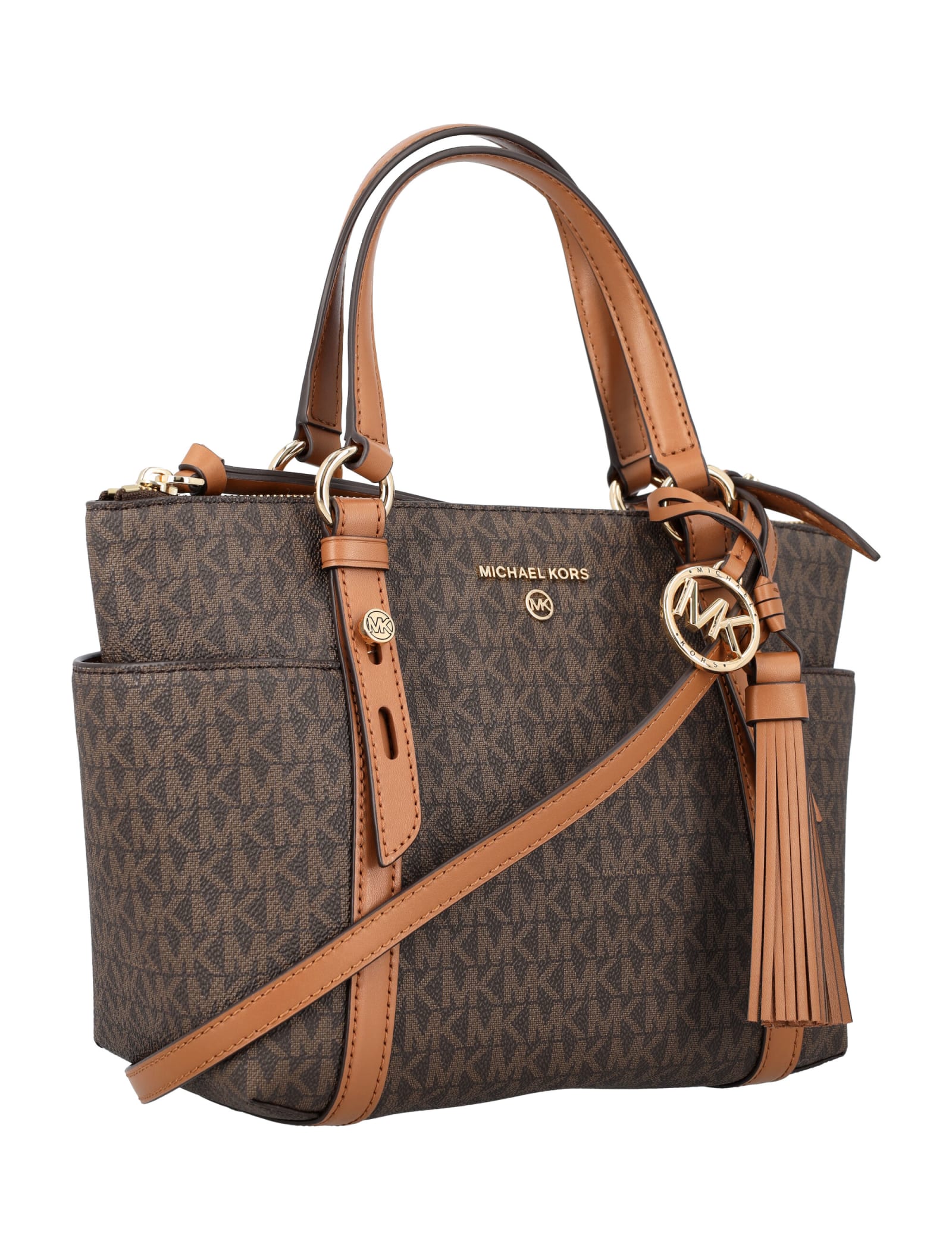 Shop Michael Michael Kors Sullivan Sm Conv Tote Bag In Brn/acorn