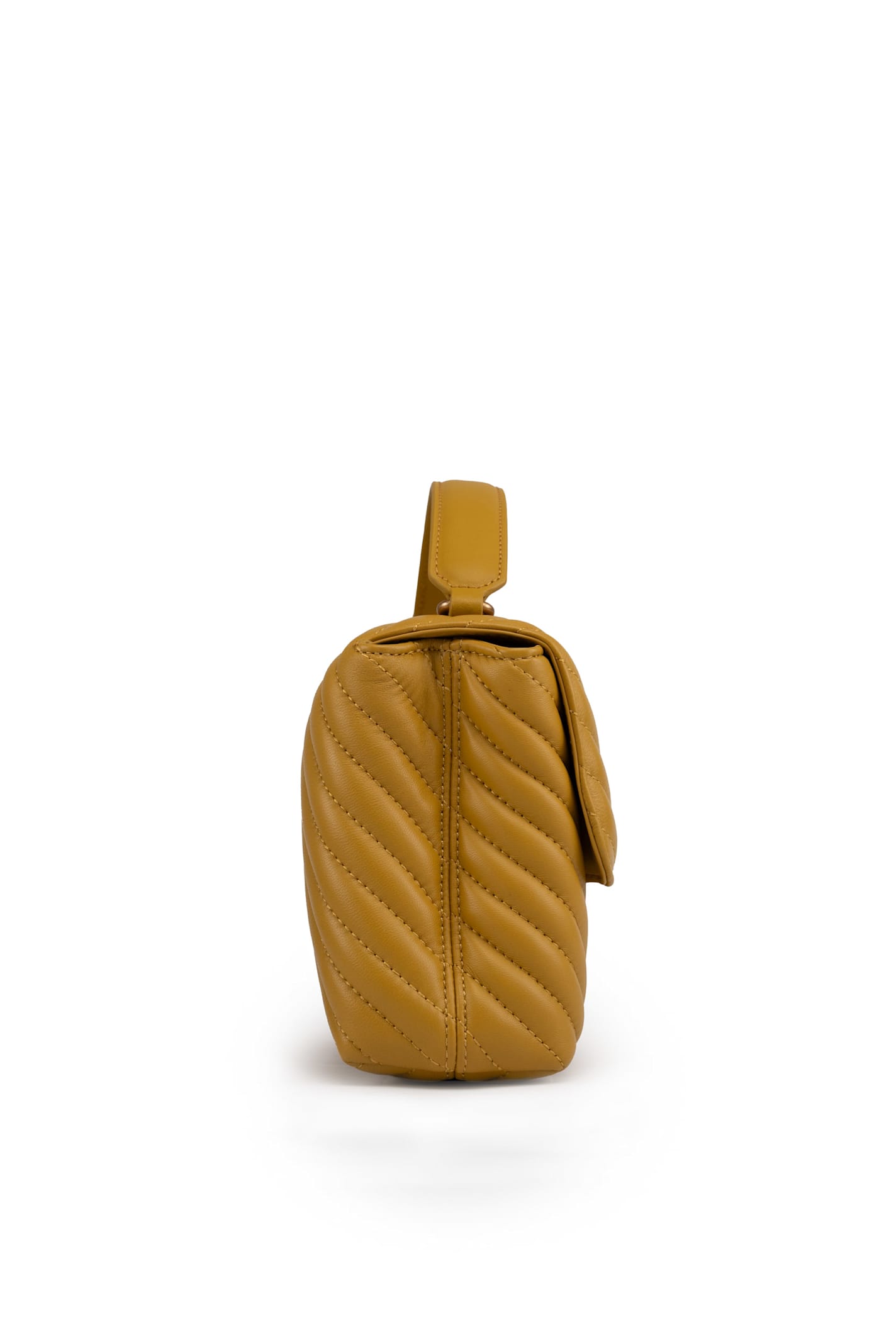 Shop Pinko Classic Big Lady Love Puff Chevron In Giallo Cina-antique Gold