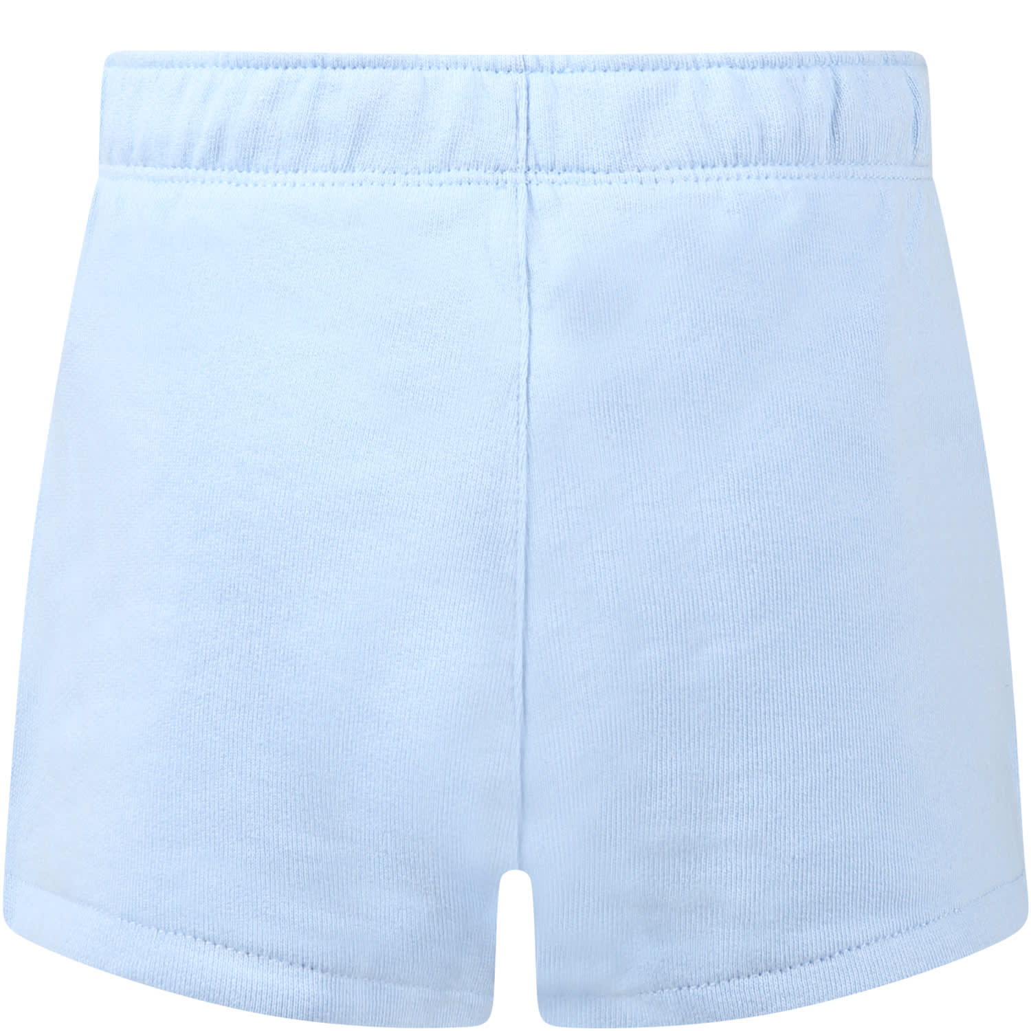 Shop Ralph Lauren Light Blue Shorts For Girl With Logo And Iconic Horse
