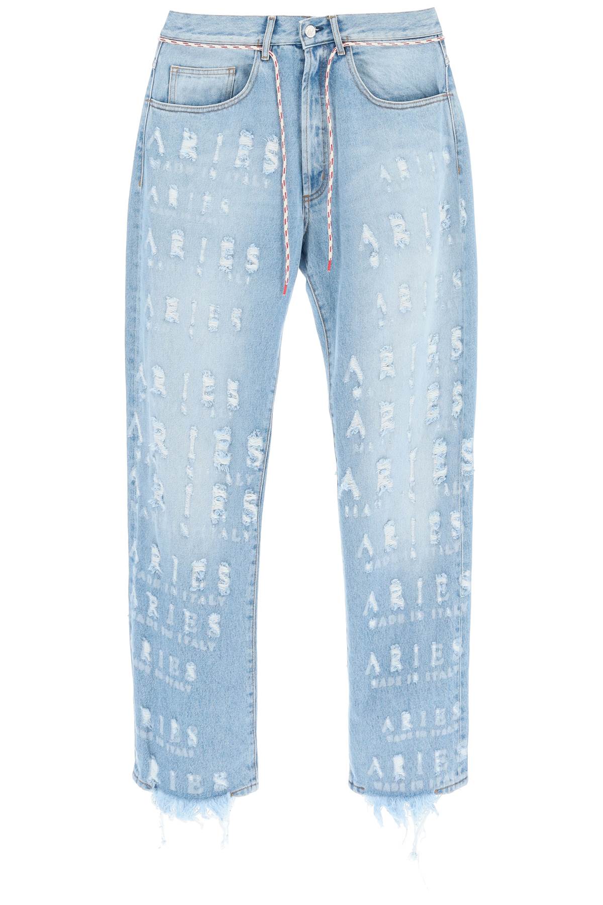 ARIES DISTRESSED LETTERING MOTIF JEANS