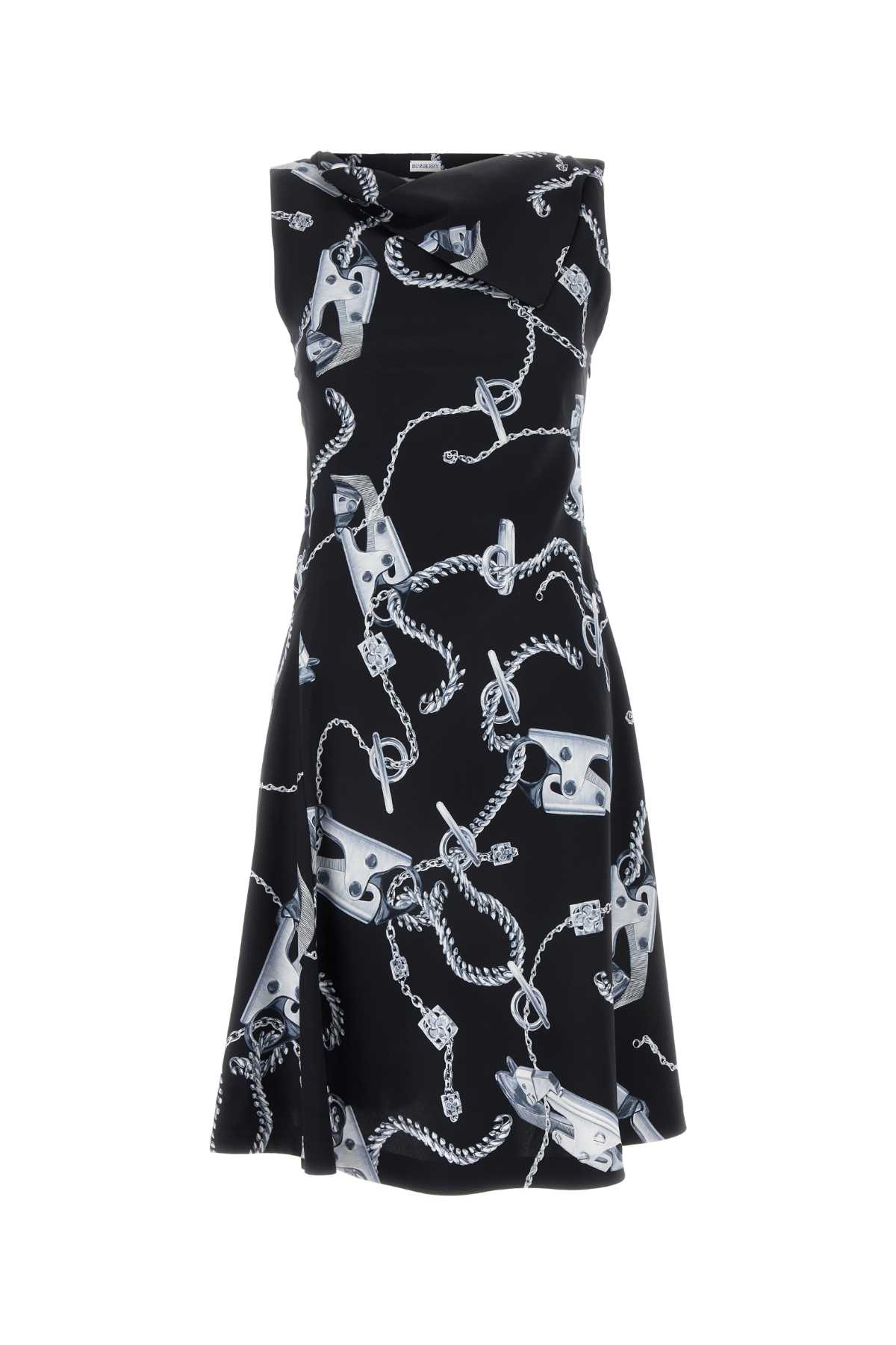 Burberry Knight Hardware Flared Dress In Silverblack