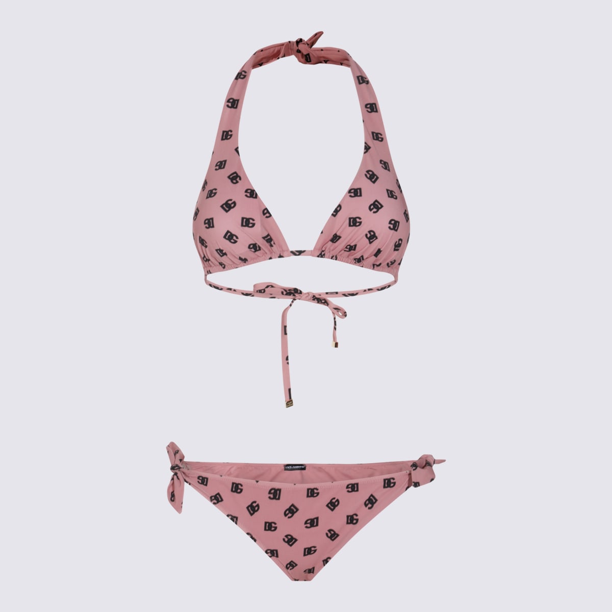 Dolce & Gabbana Pink And Black Bikini Set