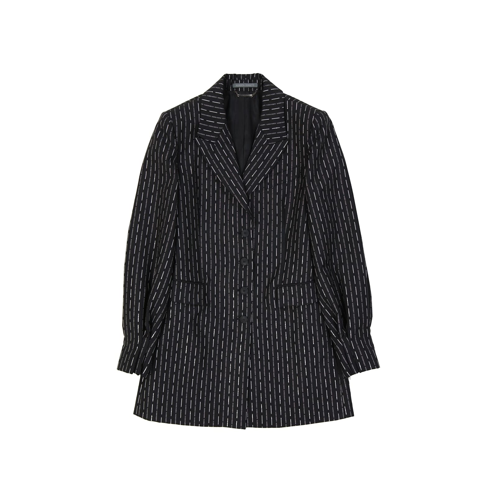 Alberta Ferretti Wool Long Jacket In Black