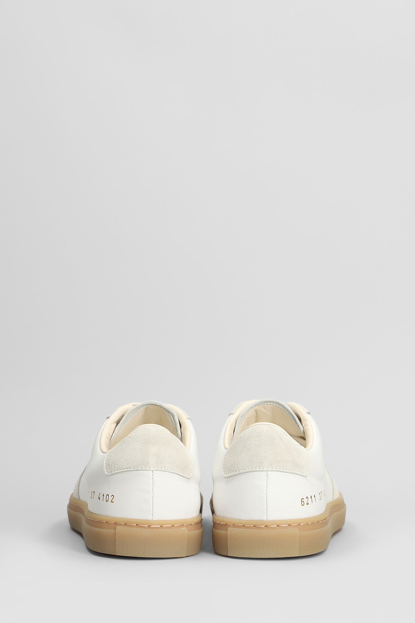 Common Projects Bball Slim Sneakers In White Suede And Leather In White
