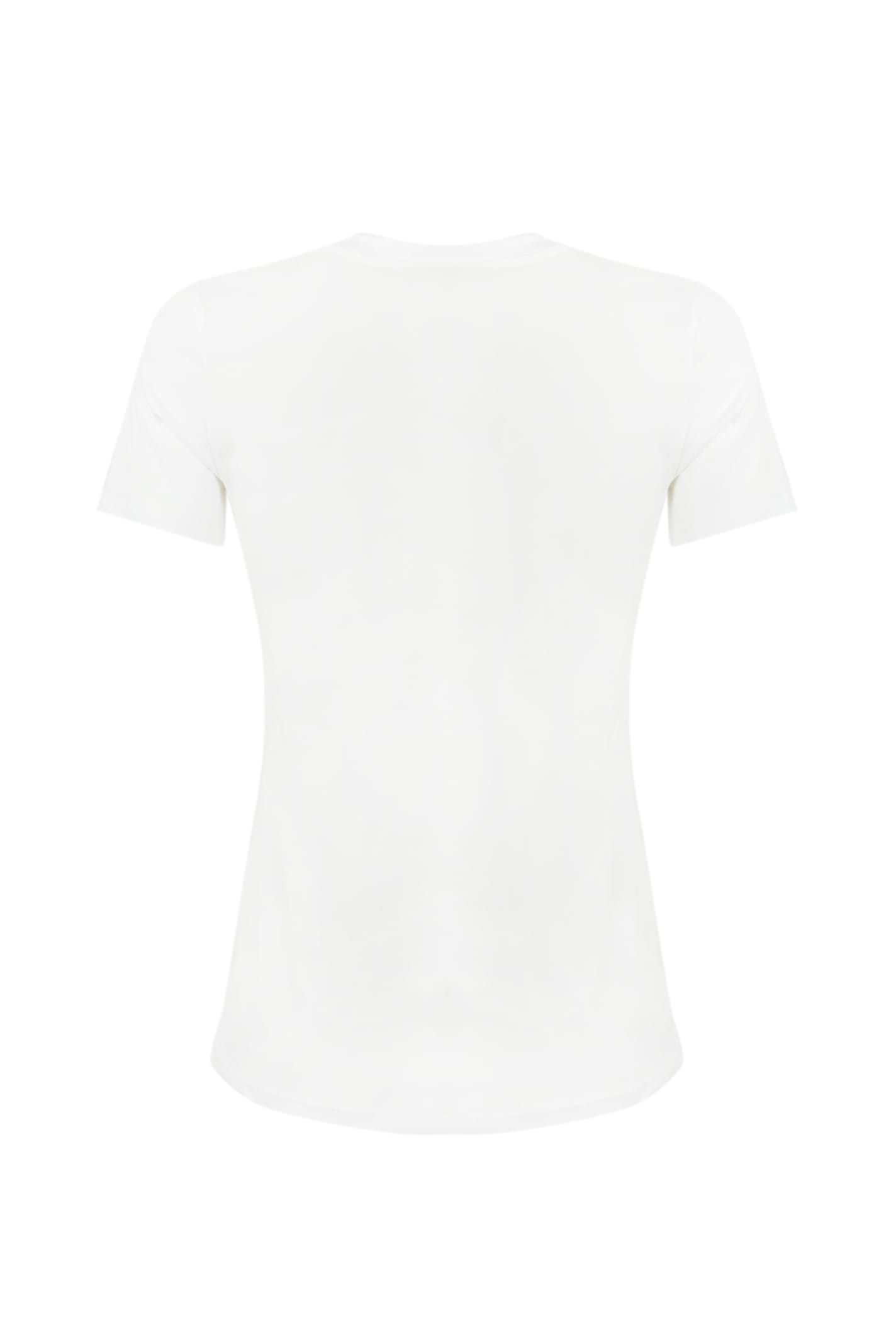 Shop Elisabetta Franchi Cotton T-shirt With Chalk Charms In Gesso