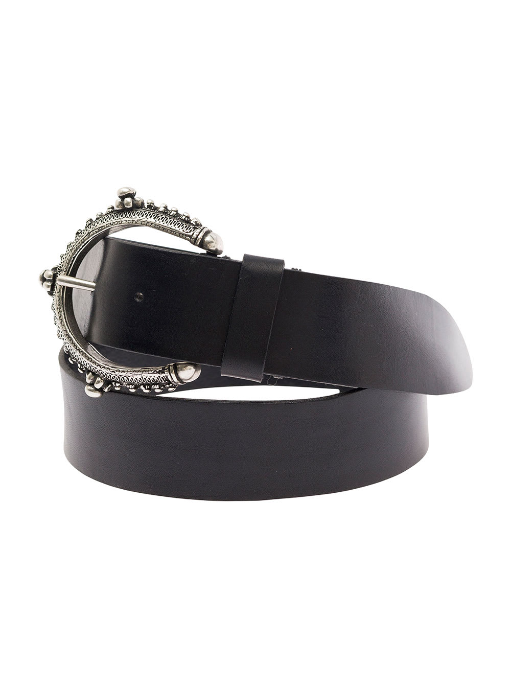 Shop P.a.r.o.s.h Black Belt With Circle Buckle In Leather Woman