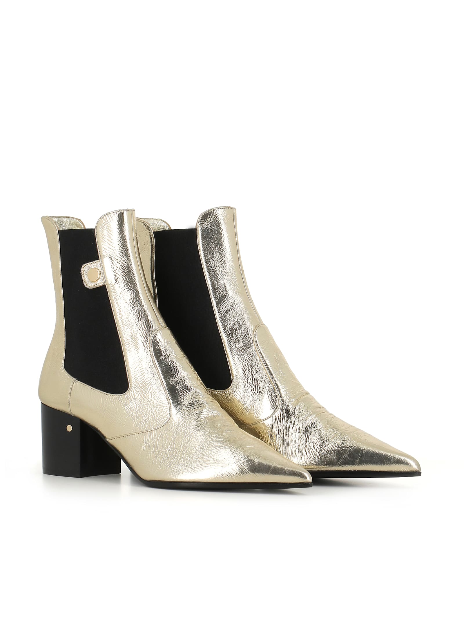 Laurence Dacade Woman Ankle Boots Black Size 9 Soft Leather In Gold