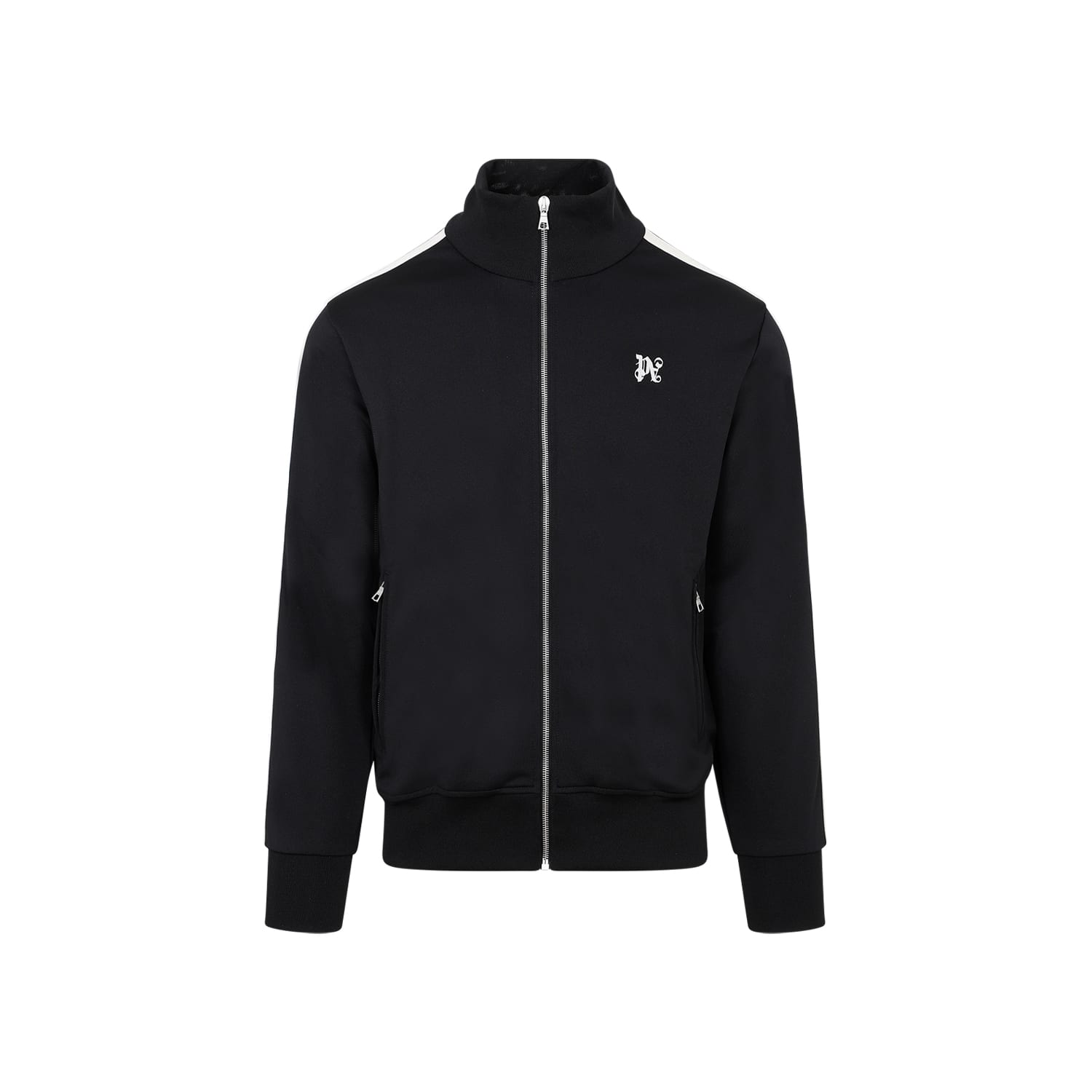 Shop Palm Angels Monogram Classic Track Jacket In Black Off White