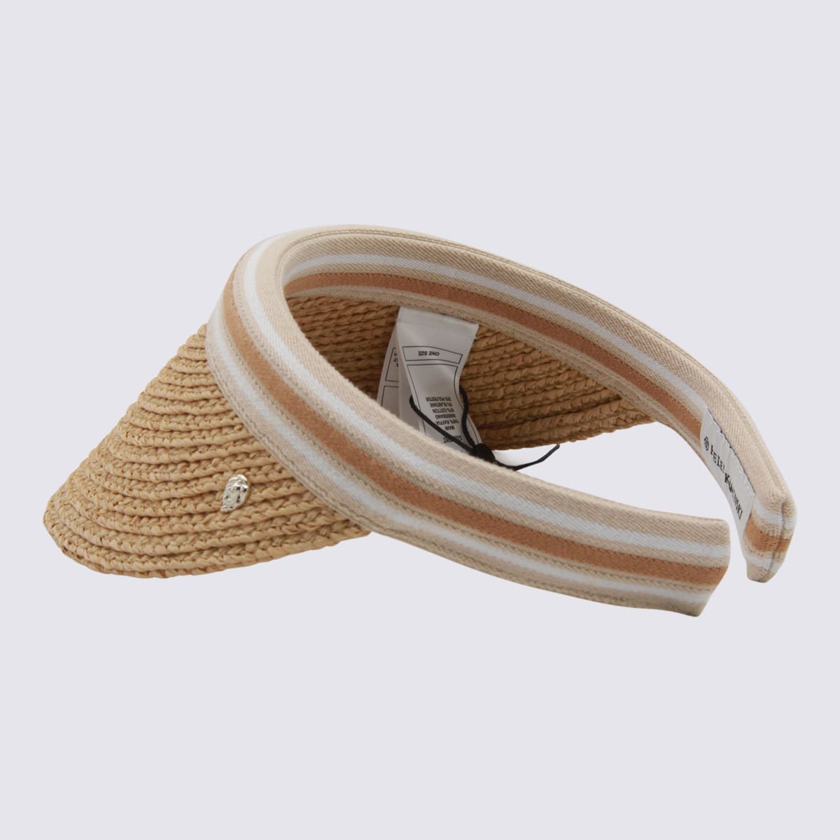 Helen Kaminski Striped Band Wide Brim Woven Hat In Brown