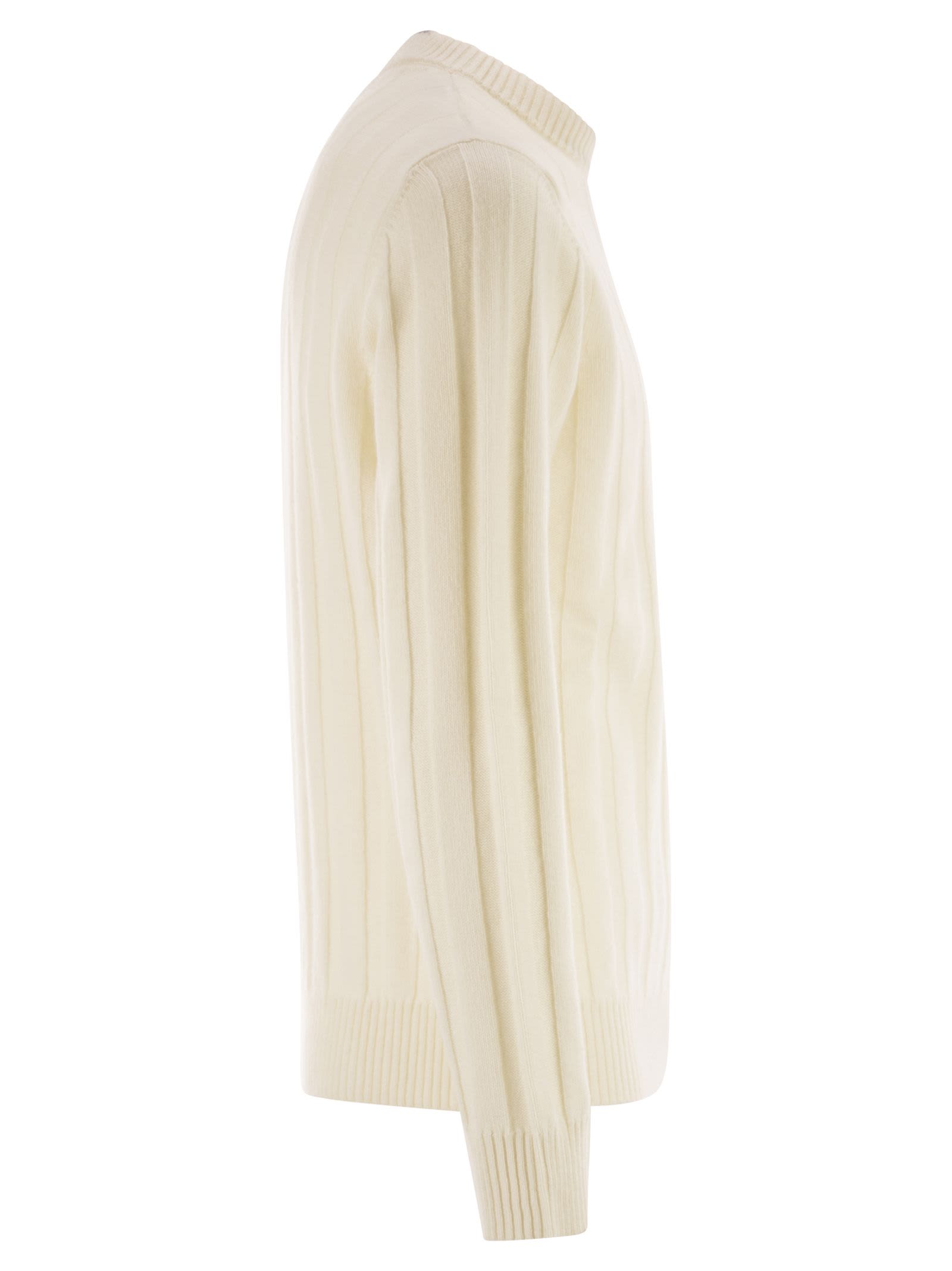 Peserico Wool And Cashmere Ribbed Jumper In White