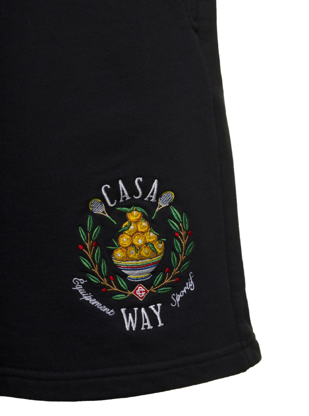 Shop Casablanca Casa Way Embroidered Sweatshort In Black