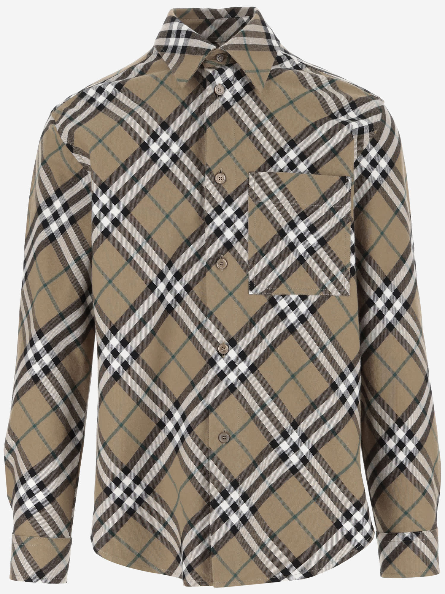 Shop Burberry Cotton Shirt With Check Pattern In Red