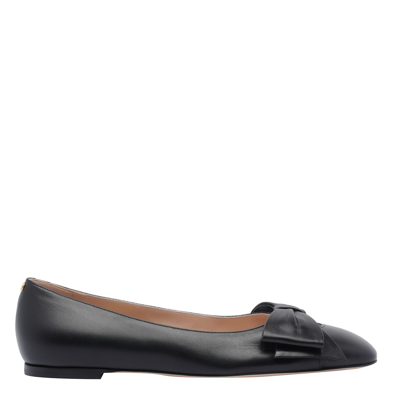 Valentino Leather Ballerinas With Iconic Bow Detail In Black