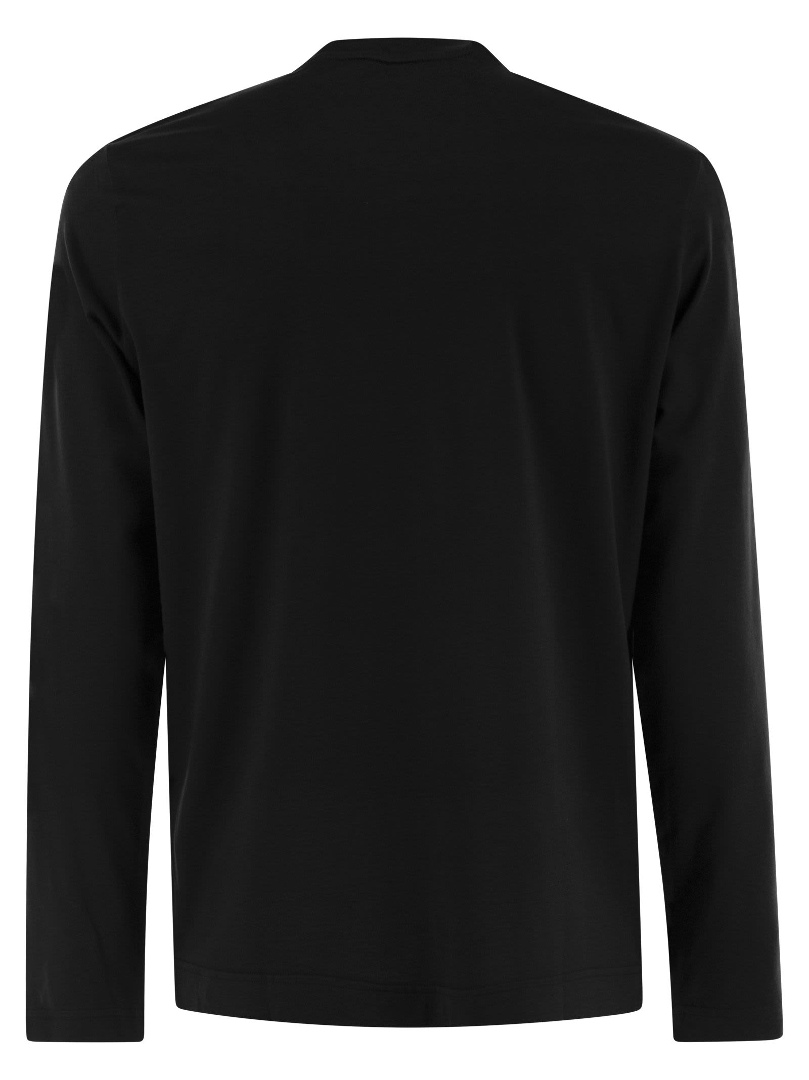 Fedeli Long-sleeved Crew-neck T-shirt In Black