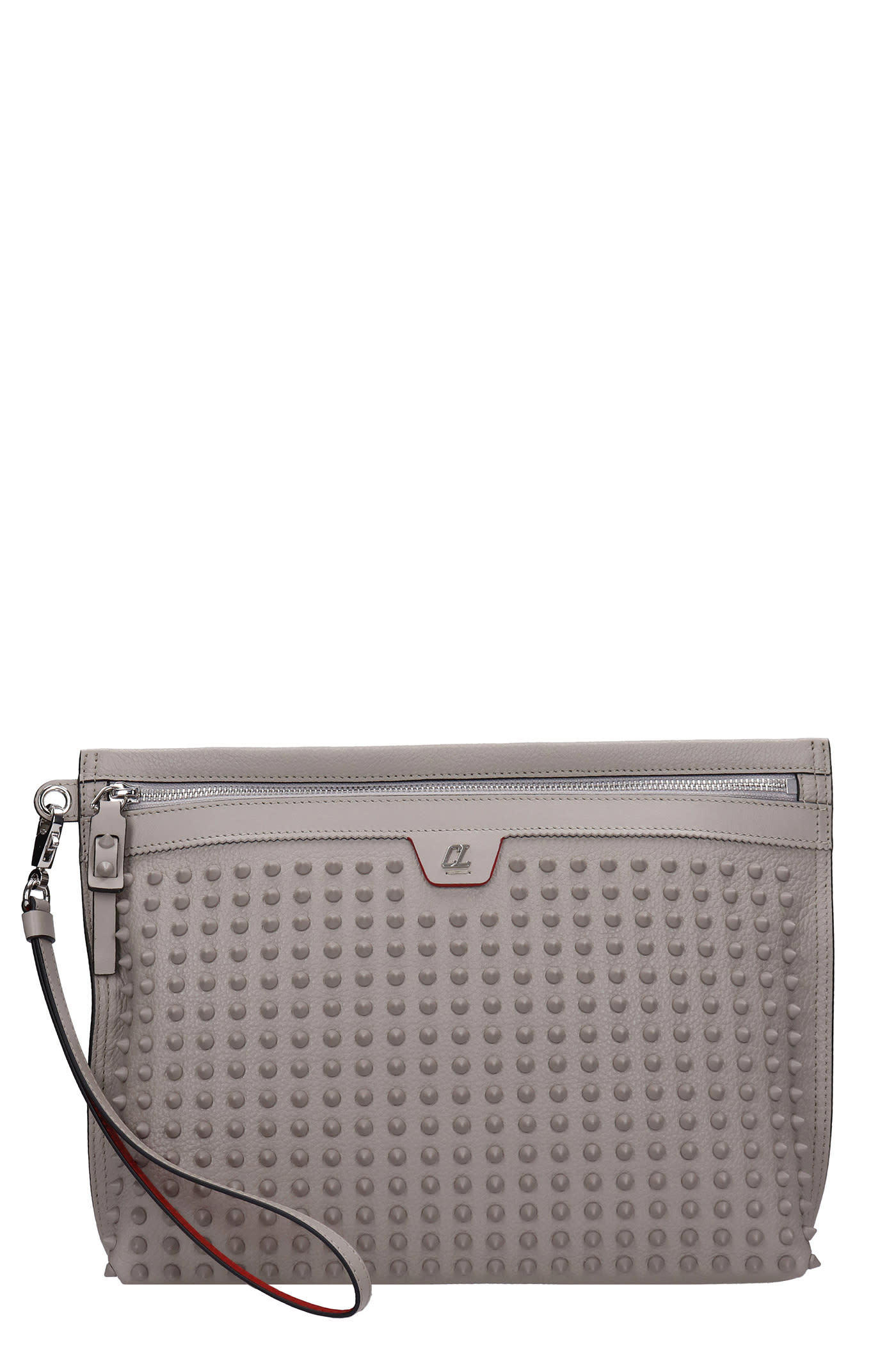 Christian Louboutin Citypouch Clutch In Grey Leather