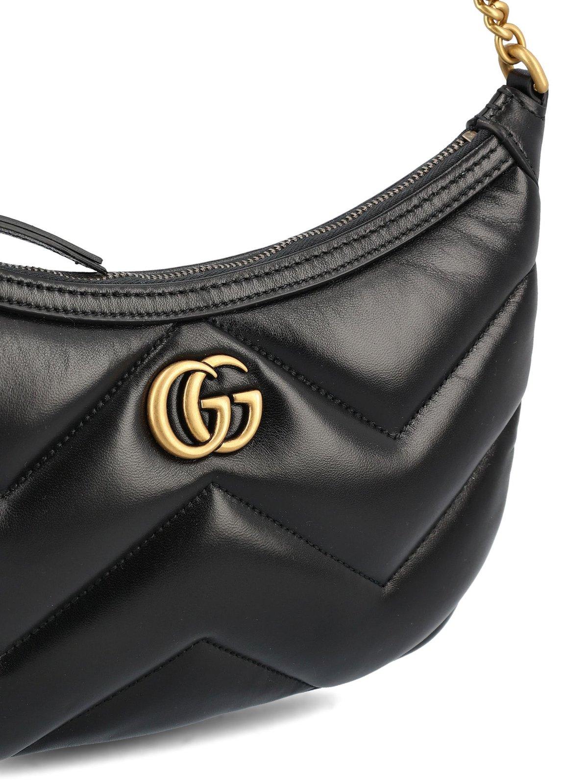 Shop Gucci Gg Marmont Small Shoulder Bag In Black