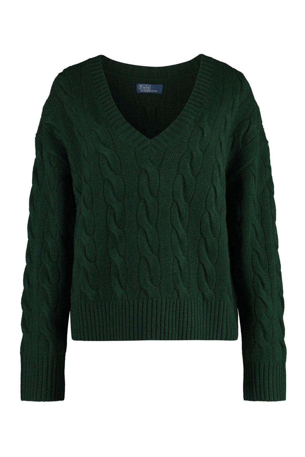 Shop Polo Ralph Lauren Relaxed Fit Cable-knit Jumper In Green