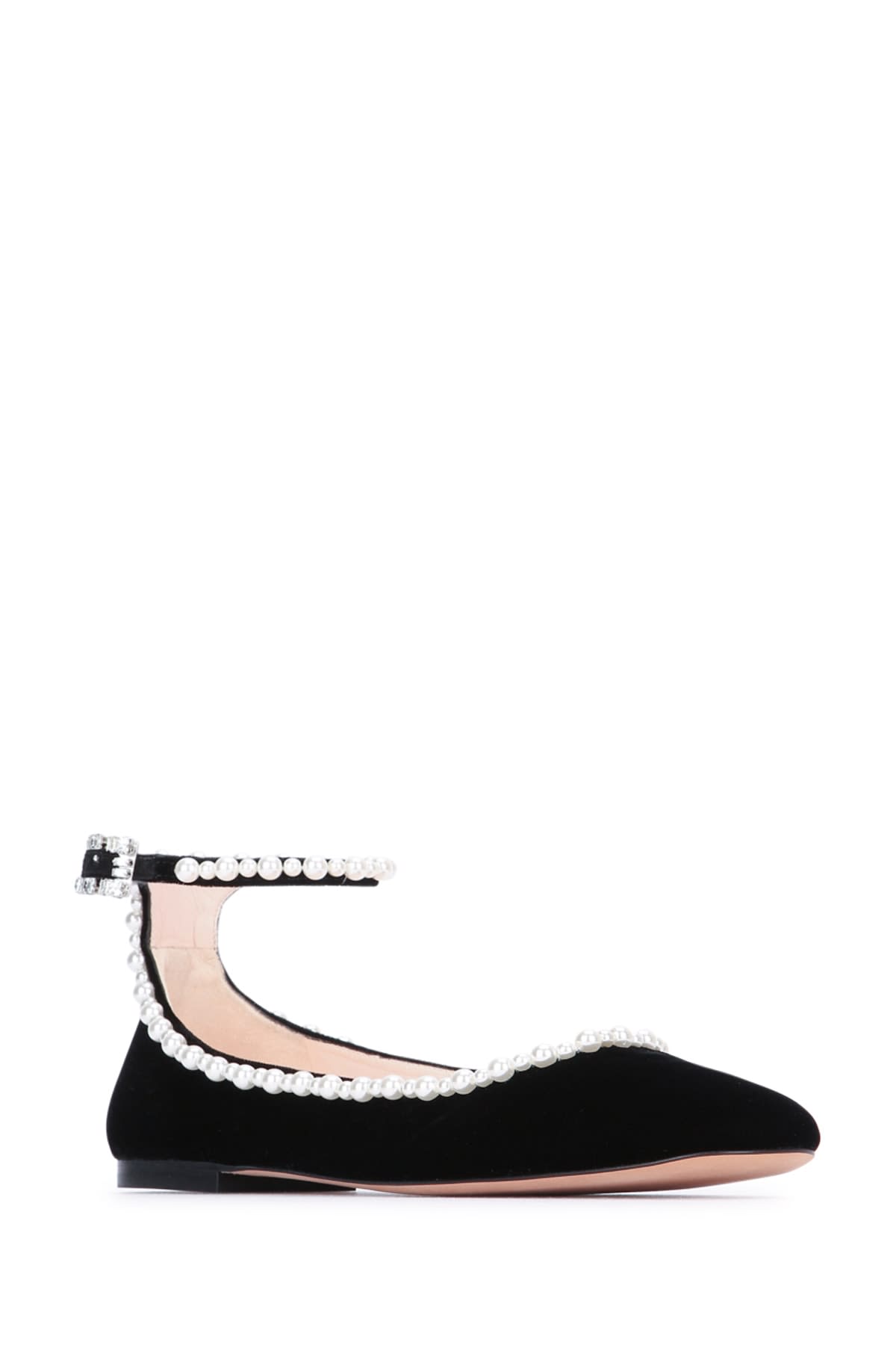 Roger Vivier Roundytoe Pearl Soft Ballerina In Nero