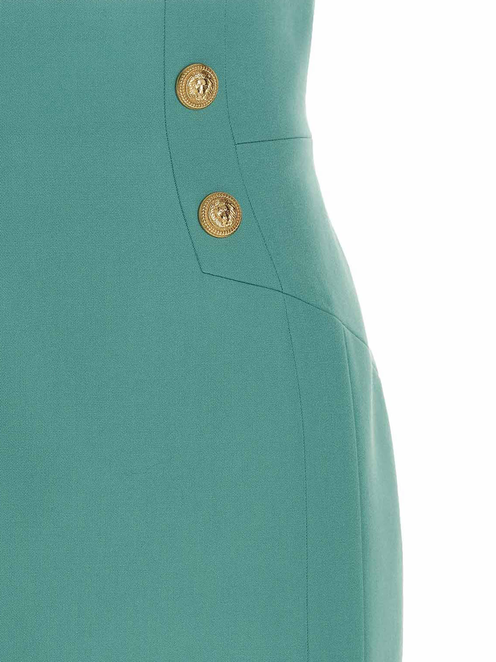 Shop Balmain Grain De Poudre Skirt In Green