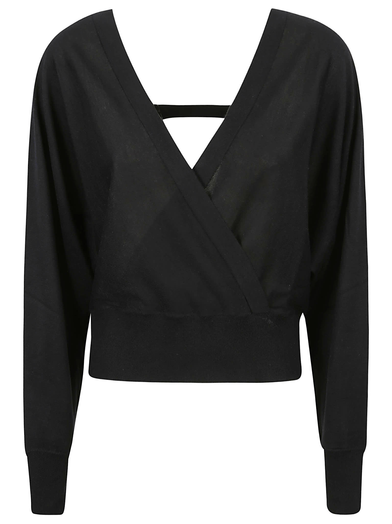 Shop Fabiana Filippi V-neck Ribbed Sweater In Black