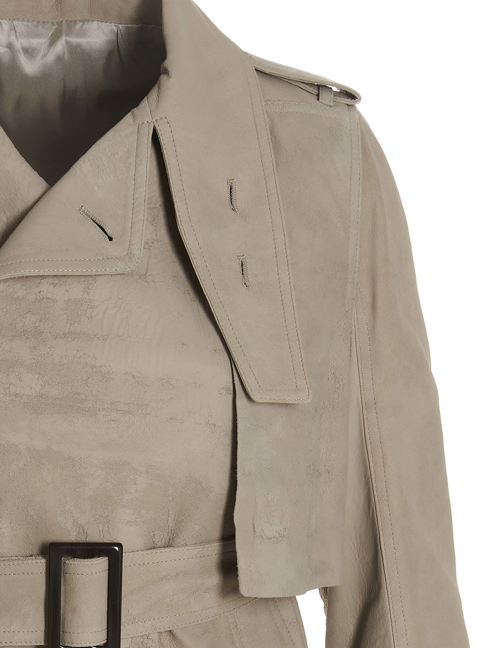 Shop Rick Owens Mini Trench Jacket In Gray