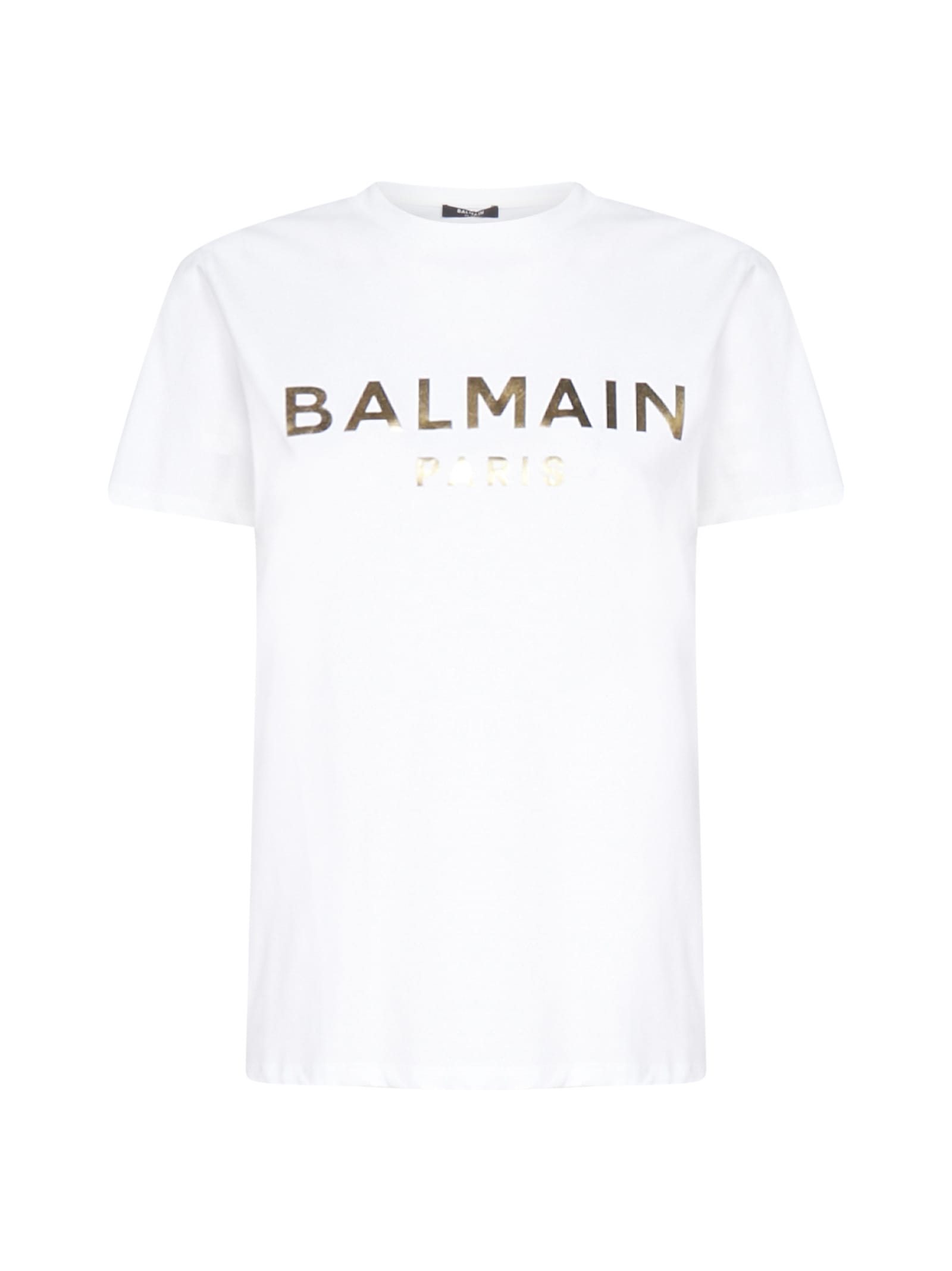 Balmain Logo With Bottons Short Sleeve T-shirt In Blanc Or