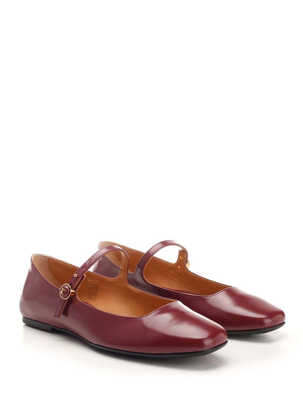 Shop Tod's Calfskin Ballet Flats In Bordeaux