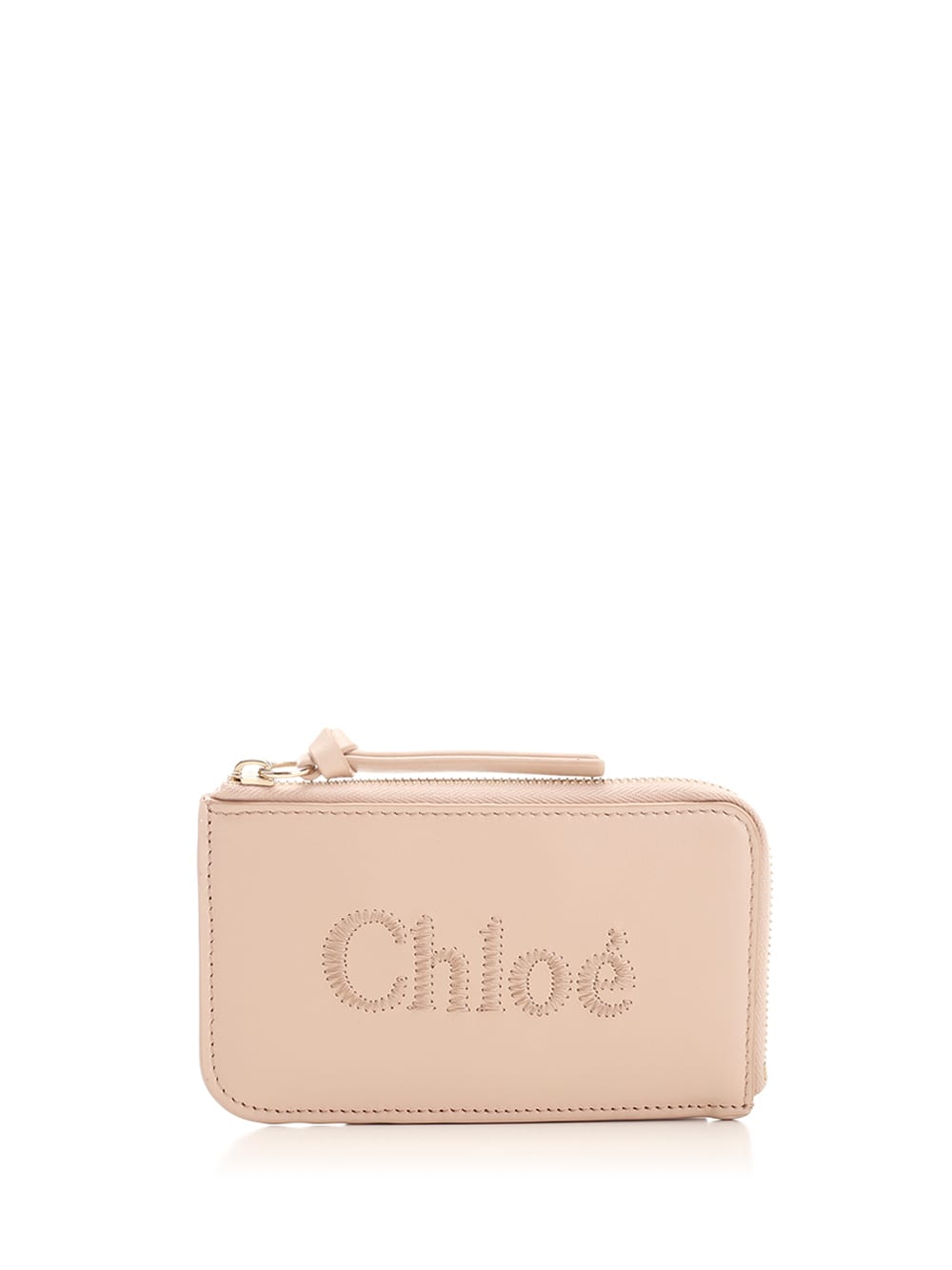 Shop Chloé Zipped Card Holder In Powder