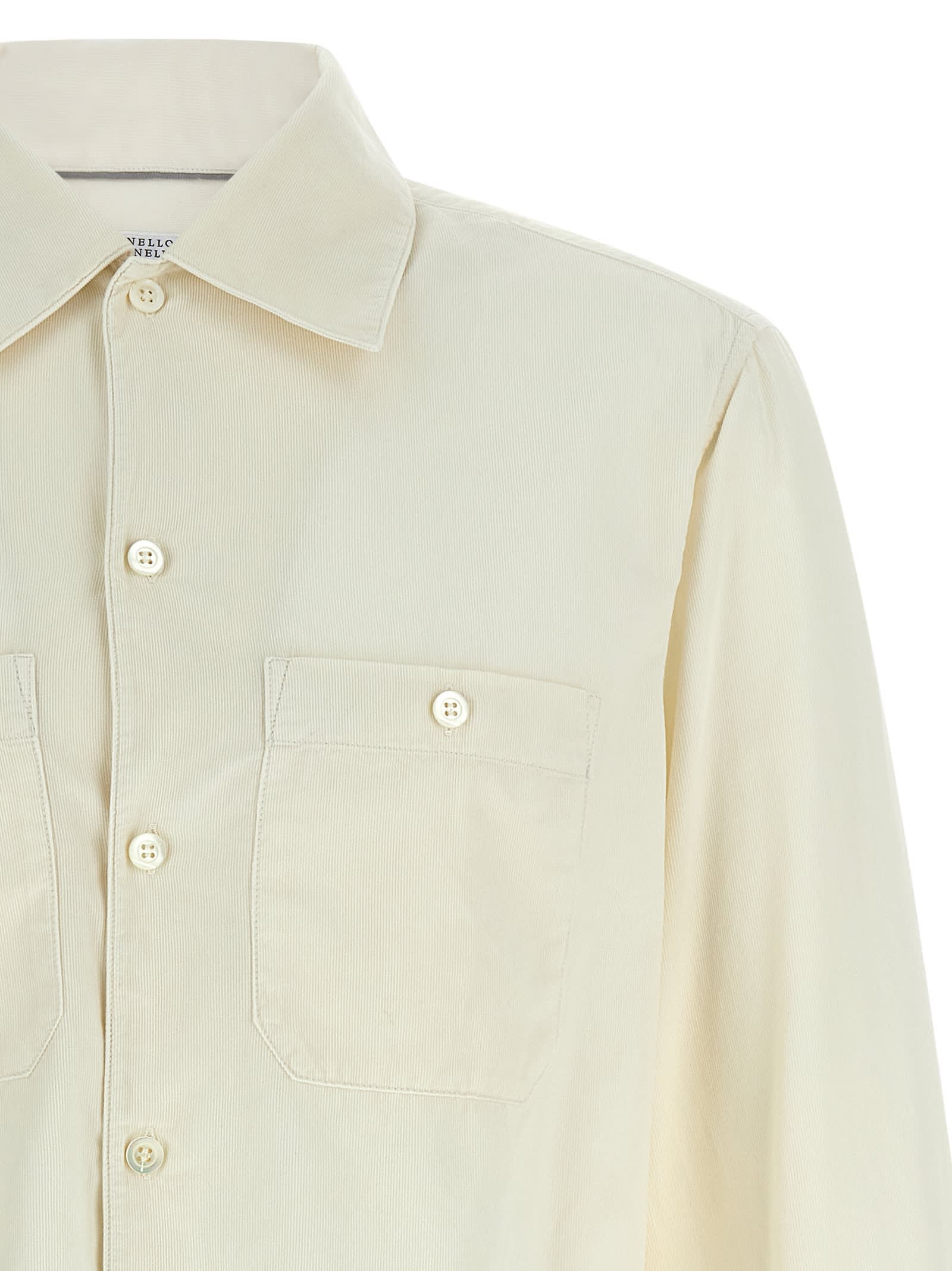 Brunello Cucinelli Long Sleeve Button-down Collar Shirt In White