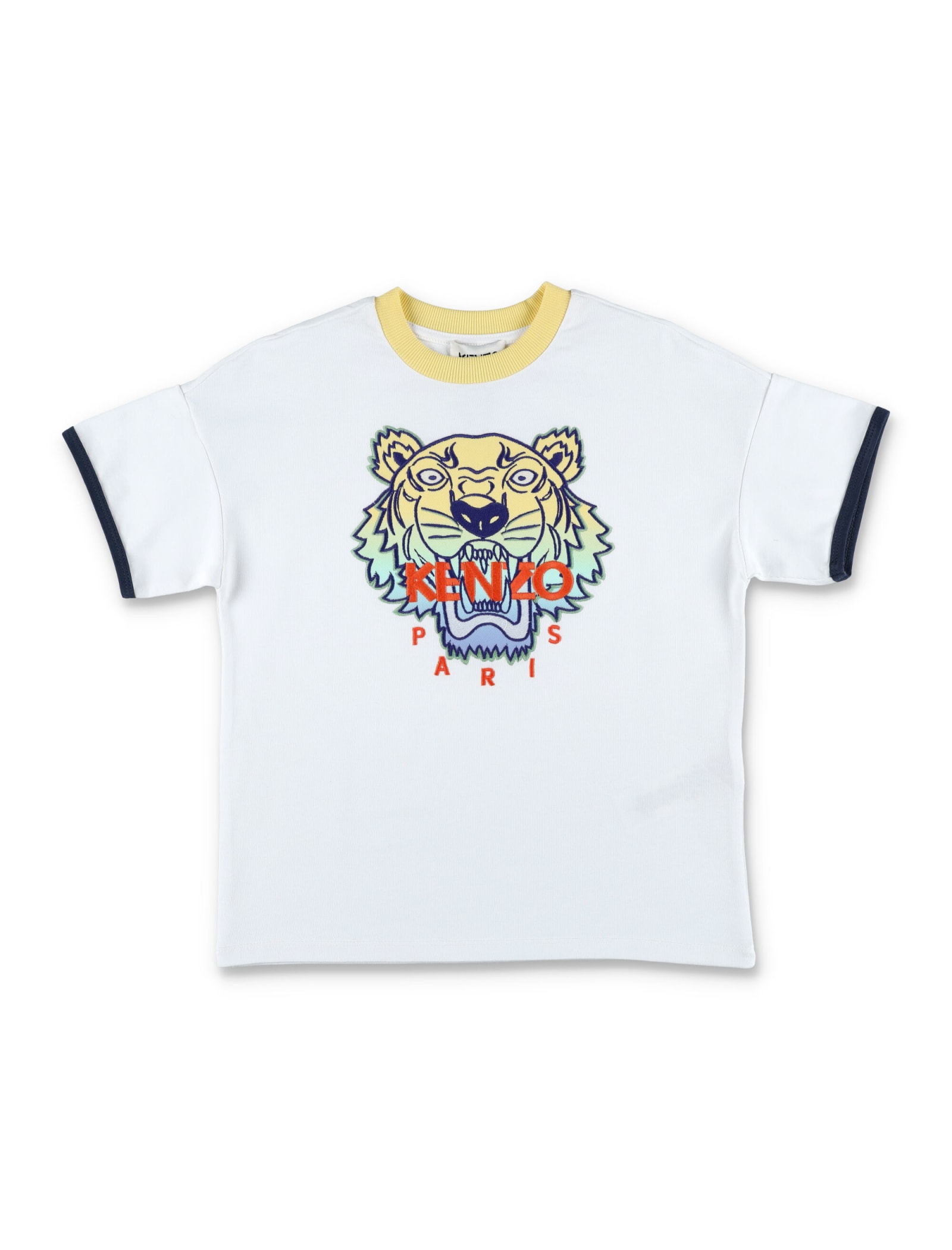 KENZO TIGER PATCH AND EMBROIDERED LOGO T-SHIRT