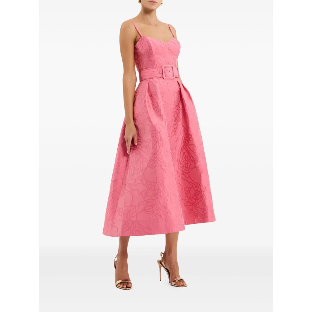 Rebecca Vallance Midi Dress With Floral Embossing In Pink