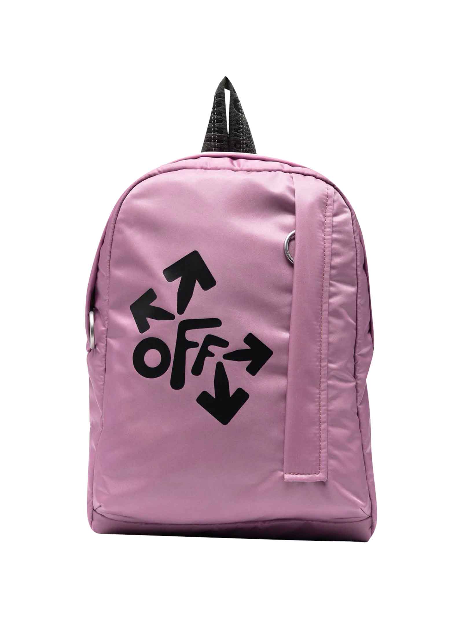Off-White Pink Backpack With Black Logo