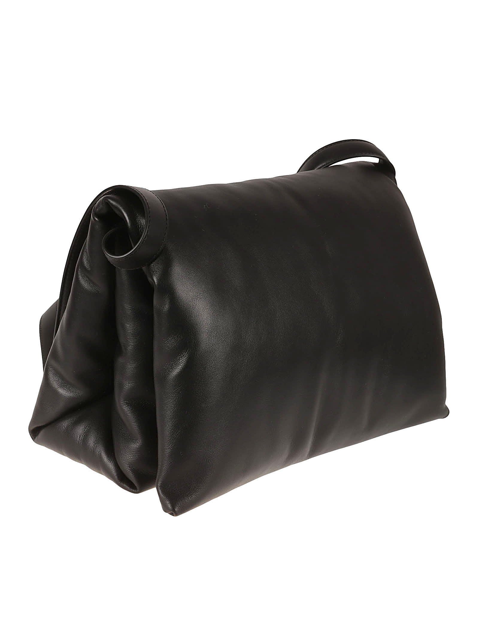 Shop Marni Logo Flap Shoulder Bag In Black