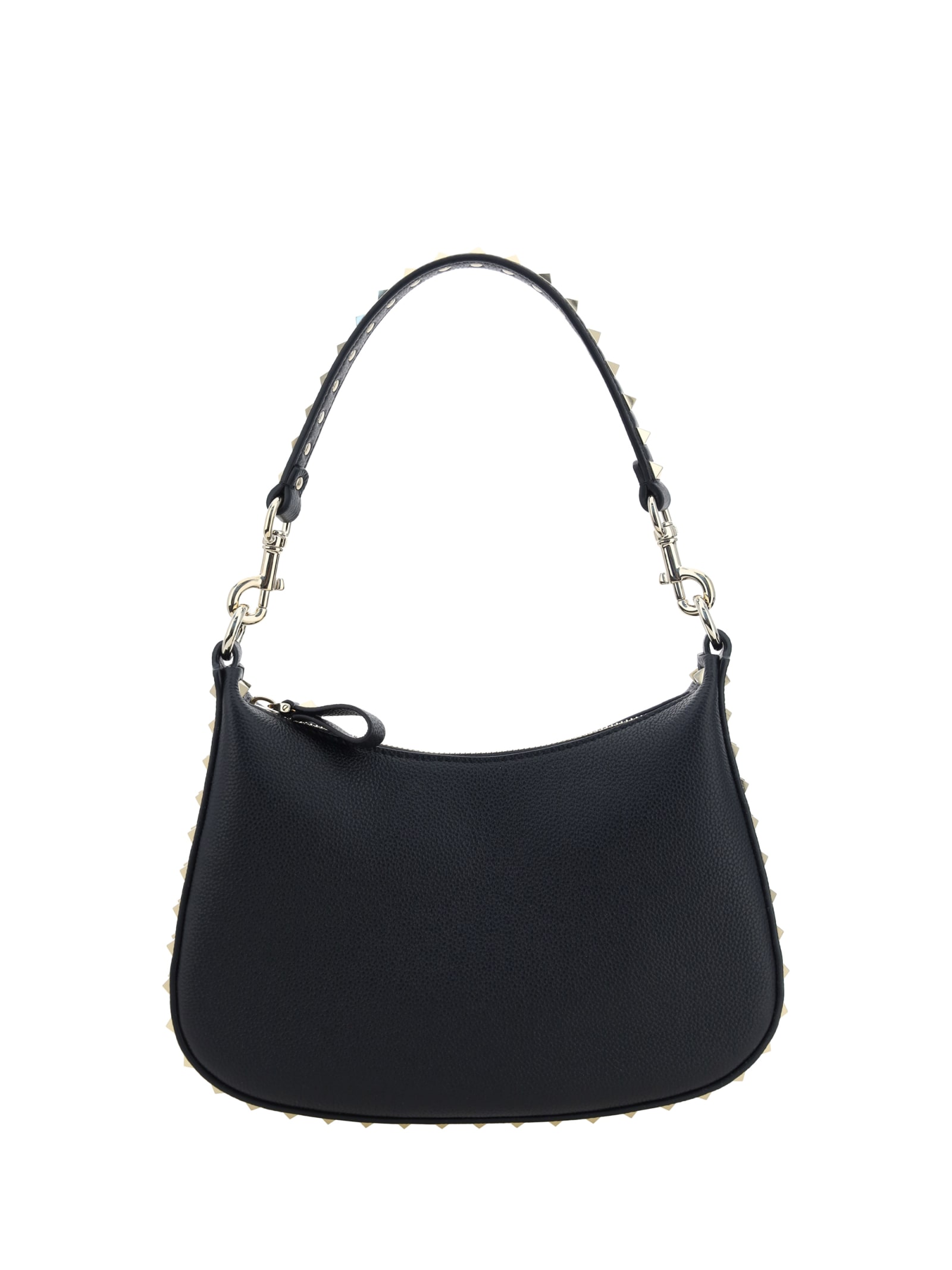 Shop Valentino Rockstud Hobo Shoulder Bag In Black