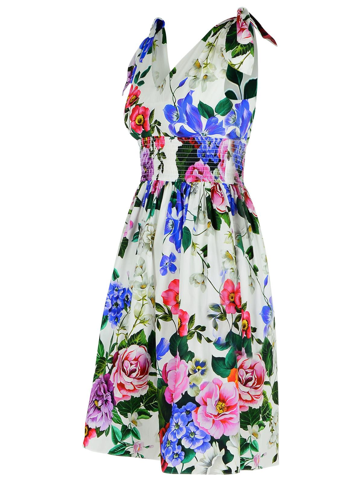 Dolce & Gabbana Multicolor Short Dress With All-over Floral Print In Multicolor