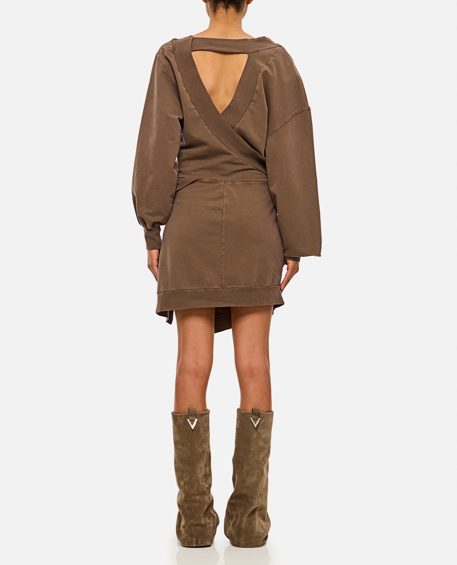 Attico Light American Fleece Mini Dress In Brown